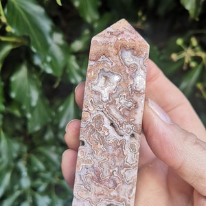 Druzy Crazy Lace Agate Tower - Pink Crazy Lace Druzy Obelisk - Pink & Grey Crazy Agate Square Tower with Druzy - Reduced Crazy Lace Agate