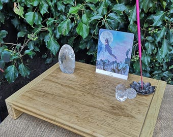 Handmade Reclaimed Wood Altar w Card Slot - Recycled Wooden Display Shelf - Crystal, Plant, Sacred Ritual Altar- 305 x 230 - Reclaimed Beech