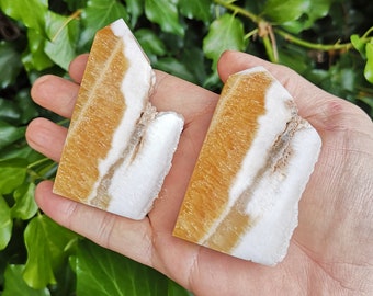 Natural Orange Calcite Tower - Raw Orange Calcite Slice - Orange Gemstone Free Form Slice -Yellow Calcite Natural - LAST 2 Reduced