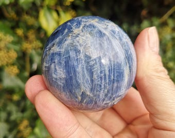 Blue Kyanite Sphere 288g- High Quality Flashy Blue Kyanite Ball 54mm Diameter - Sparkly Kyanite Sphere With White Mica - Kyanite