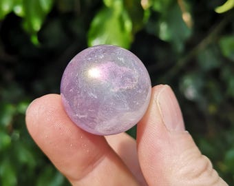 Amethyst Aura Sphere 26mm  - Aura Amethyst Mini Sphere - Purple Aura Gem Small Sphere - Amethyst Gem Aura Ball with Gold + Iridium
