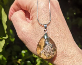 Garden Quartz Necklace - Lodolite Silver Necklace - Scenic Quartz Pendant with 925 Silver Snake Chain - Dream Stone Pendant & Silver Chain