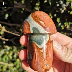 Polychrome Jasper Mushroom - Crystal Mushroom Carving Poly Jasper  - Poly Chrome Jasper Mushroom - Polychrome Carving - Mushroom Lover