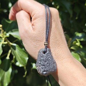 Agni Manitite Necklace - Pearl of Fire Free Form Necklace - Raw Tektite on Cord - Stone of Spiritual Levity Minimal Necklace - From Java