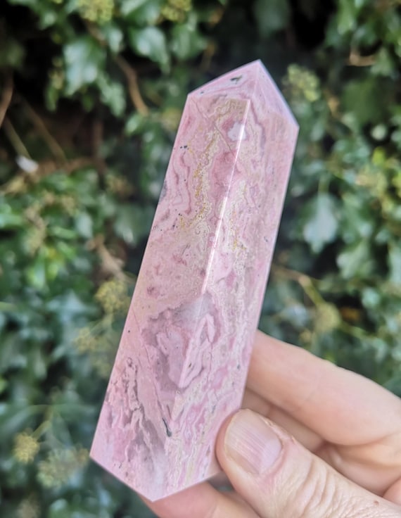 Peruvian Rhodonite Obelisk 180g - Large Peru Rhodonite Tower 107mm- Rare Bubblegum Rhodonite XL Obelisk - High Quality Pink Rhodonite 2