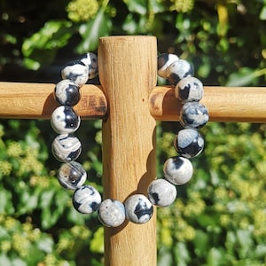 Orca Agate Bead Bracelet - Orka Agate 10mm Gemstone Crystal Bracelet