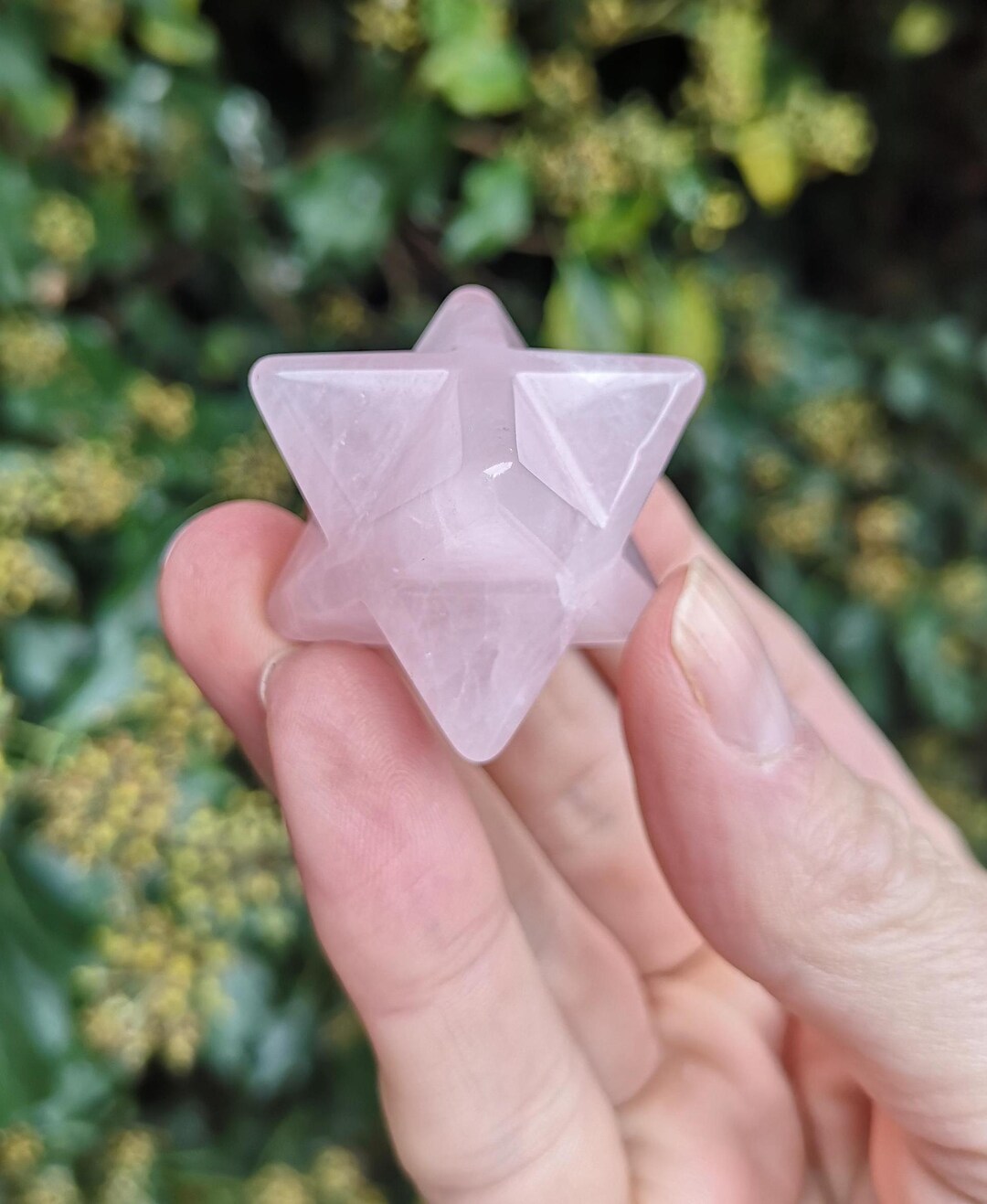 Rose Quartz Crystal Merkaba 40mm - Pink Quartz Merkabah Star