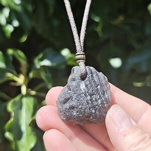 Agni Manitite Necklace - Pearl of Fire Free Form Necklace - Raw Tektite on Cord - Stone of Spiritual Levity Minimal Necklace - From Java