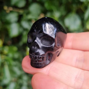 Black Obsidian Crystal Skull - 1 1/2 inch - Black Obsidian Skull Carving - Spiritual Black Crystal Skull - Volcanic Rock Skull