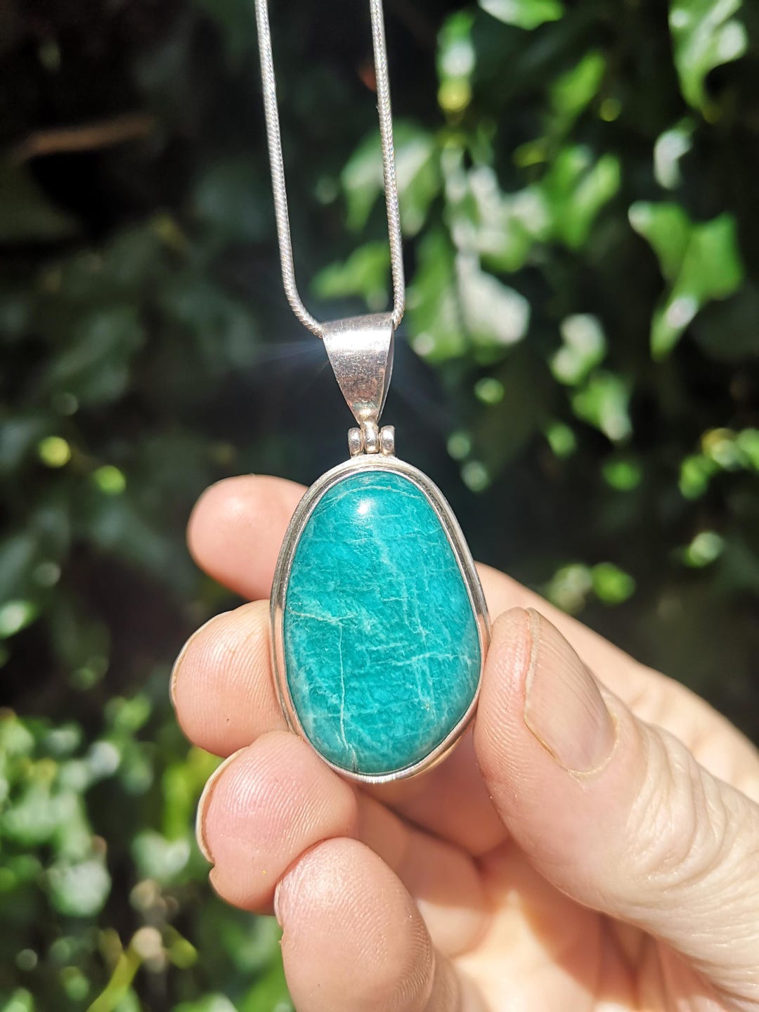 Amazonite Necklace - Amazonite and Sterling Silver Necklace - Solid ...