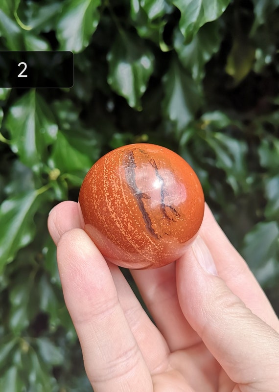 Red Jasper Crystal Sphere 110g - Red Chalcedony 42mm Sphere - Worry Stone Sphere - Red Gemstone Ball