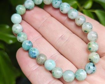 Phoenix Stone Bead Bracelet - Phoenix 8mm Stretch Bracelet -  Chrysocolla, Malachite & Turquoise Combination Bracelet -  7 inch wrist