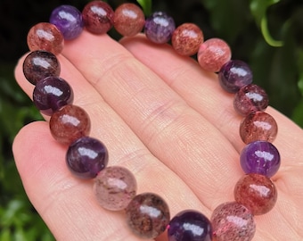 Super Seven Crystal Bracelet - Super 7 Crystal 10mm Bead Bracelet - Melody Stone Beads - Super Seven Stretch High Vibe Crystal Bracelet
