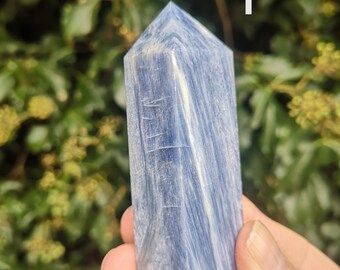 Blue Kyanite Tower - Polished Blue Kyanite Point - Blue Kyanite with Flashy Mica - Kyanite For Cutting Energy Cords - Gem For Throat Chakra