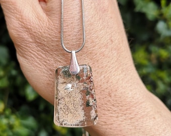 Lodolite Necklace - Garden Quartz Pendant with 925 Silver Necklace - Scenic Quartz Necklace With Silver Chain - Shamanic Dream Stone Pendant