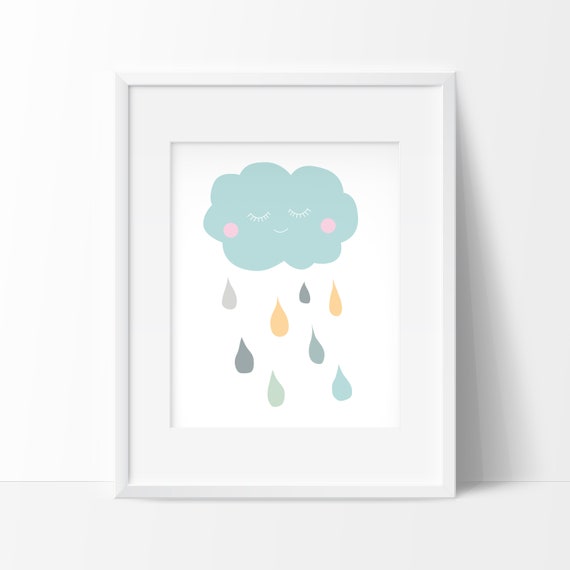 Affiche Nuage Heureuse A Imprimer Pour La Deco Chambre Bebe Etsy
