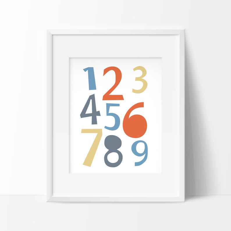Playroom art Educational Numbers print ABC Print Alphabet art Numbers poster Nursery print Kids room decor Numbers Illustration