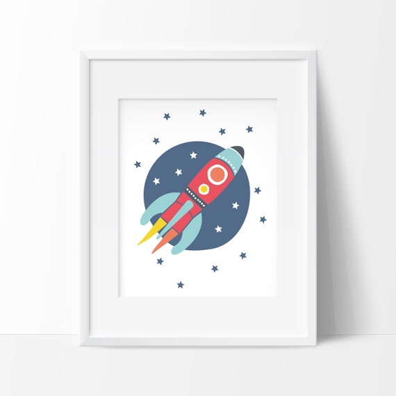 Affiche Fusee A Imprimer Pour La Deco Planete Chambre Bebe Etsy France