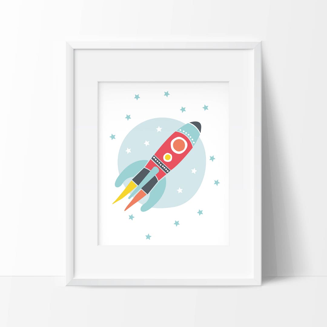 Space Rocket Poster, Space Illustration, Baby Decor, Nursery Art ...
