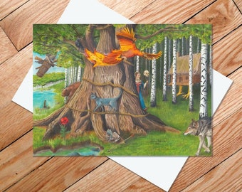 The Learned Cat: a Russian Fairy Tale 5X7 Art Card