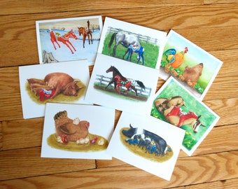 Swedish Dala Animal Note Cards, Collection One