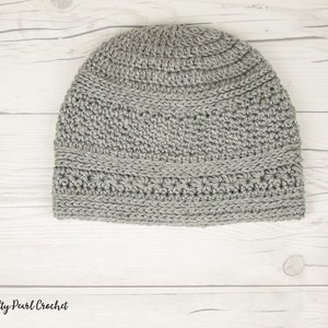 Silver Beach Beanie Hat Crochet Pattern - Easy Men&#39;s Crochet Hat Pattern,  Crochet Hat Pattern for men, men&#39;s Hat Pattern