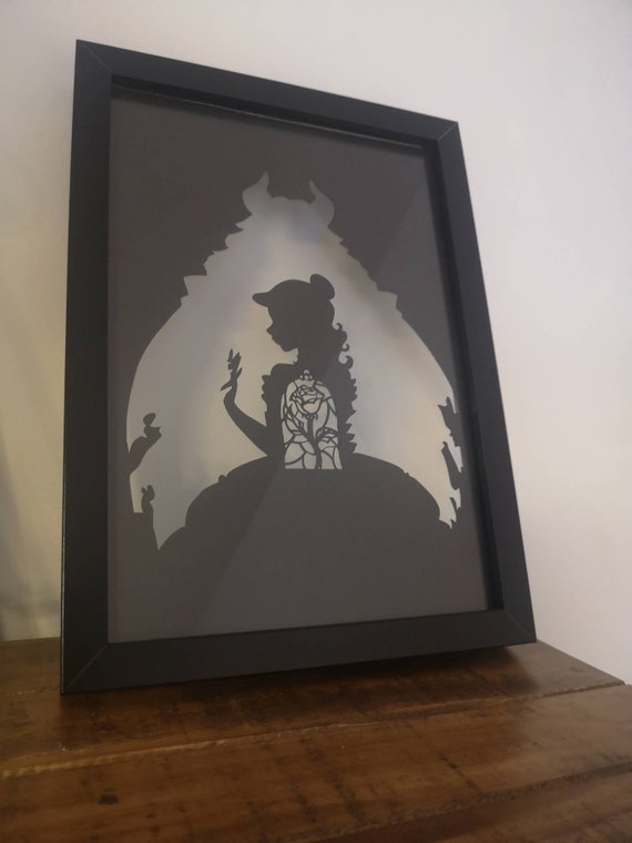 Beauty and the Beast Inspired - Paper Cut in Floating Frame