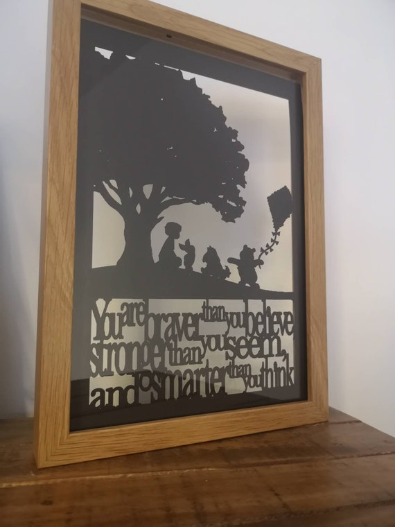 You are Braver than you Believe - Winnie the Pooh inspired papercut