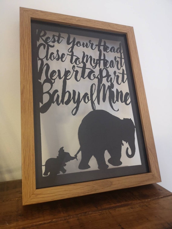 Baby of Mine.....Dumbo Inspired Paper Cut in Floating Frame