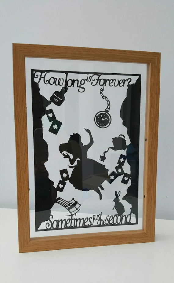 How Long Is Forever? Alice in Wonderland Inspired  - Paper Cut in Floating Frame