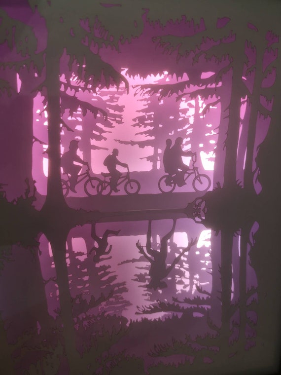 The Upside Down | Stranger Things Inspired Light up Shadow Box Lightbox Papercut Artwork Hawkins