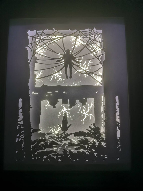 Vecna's Curse | Stranger Things Inspired Light up Shadow Box Lightbox Papercut Artwork Hawkins Max Running Up That Hill Vecna