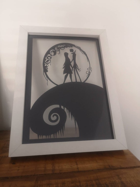 Nightmare Before Christmas inspired - Paper Cut in Floating Frame- For It's Plain To See, We're Simply Meant To Be.