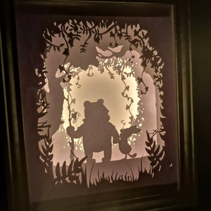 A friend is one of the nicest things you can have....Winnie the Pooh inspired Light up Lightbox Papercut Artwork LED lights