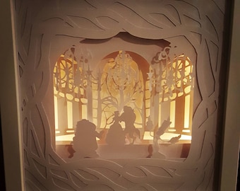 Tale as Old as Time....Beauty and the Beast inspired Light up Shadow Box
