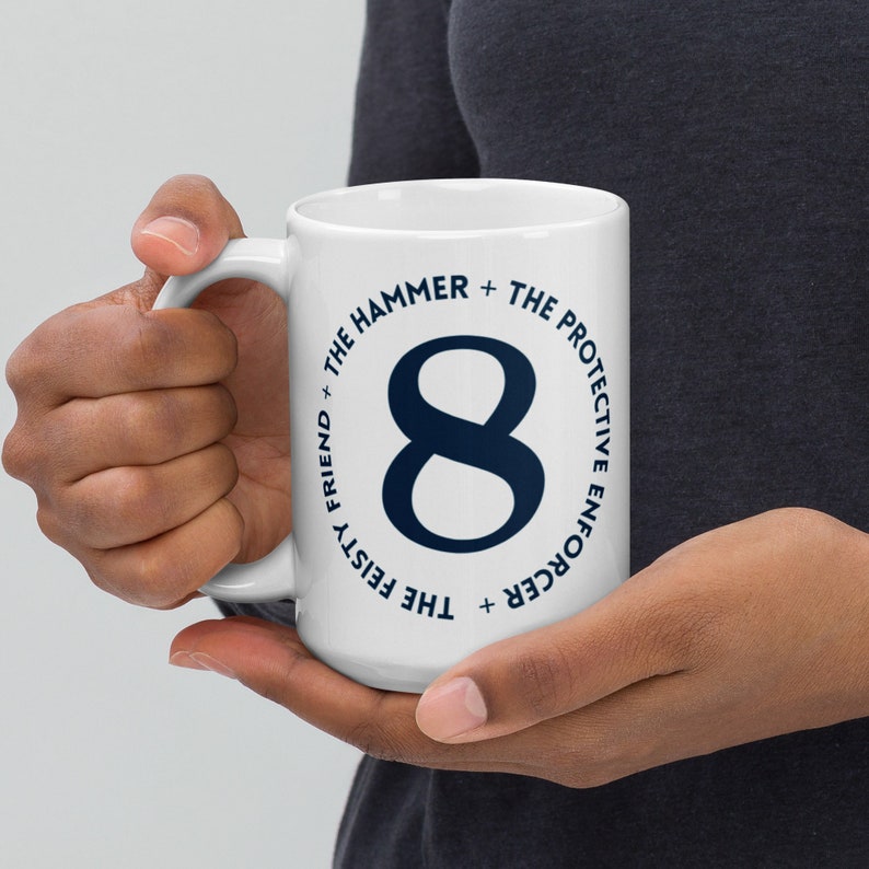 Enneagram Eight White glossy mug