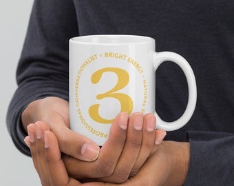 Enneagram Three White glossy mug