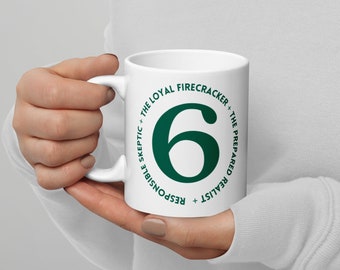 Enneagram Six White glossy mug