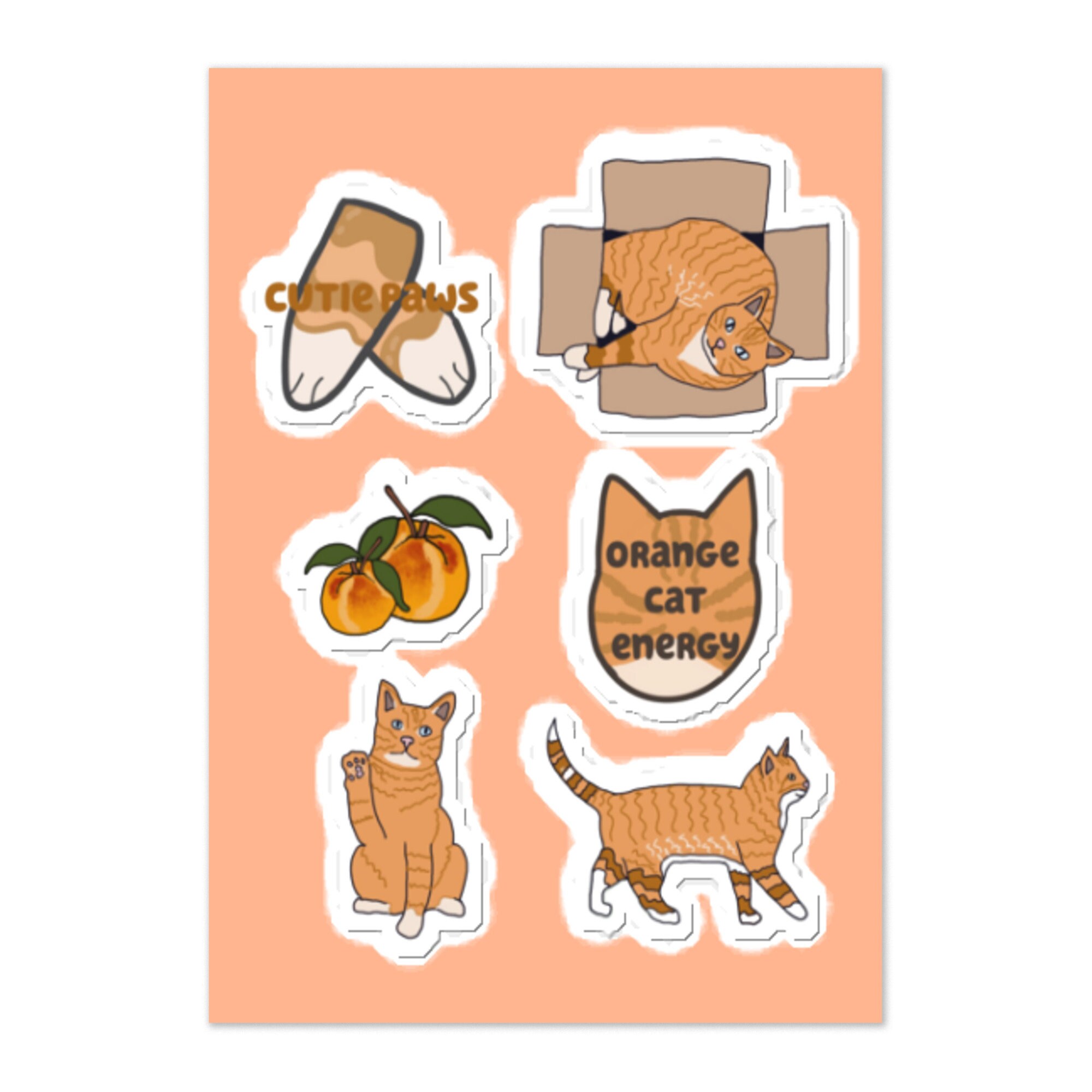 Orange Cat Sticker Sheet - Etsy