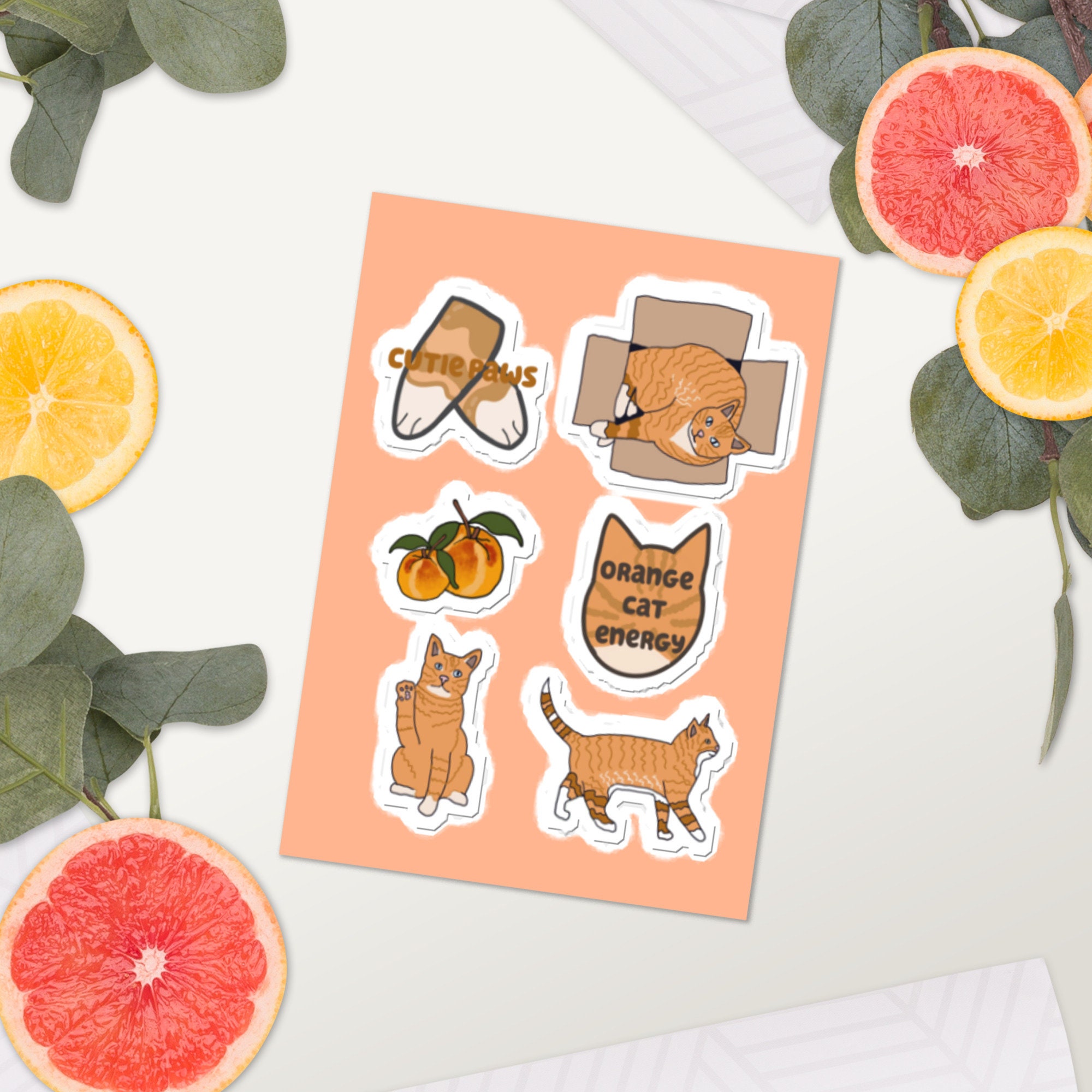 Orange Cat Sticker Sheet - Etsy