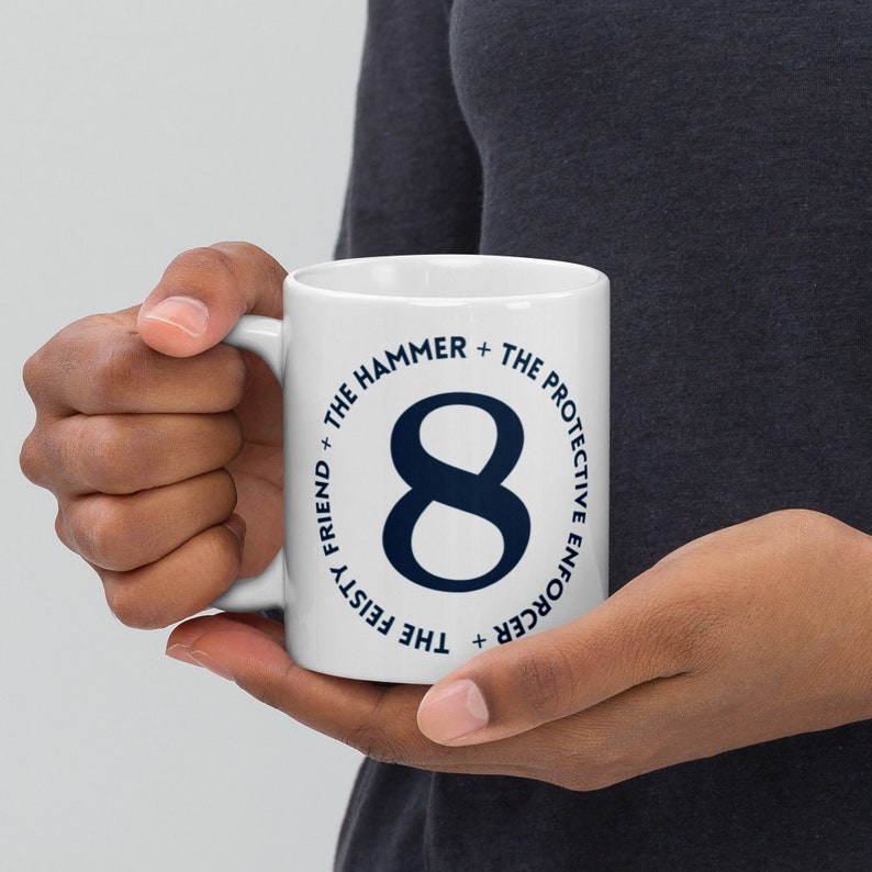 Enneagram Eight White glossy mug