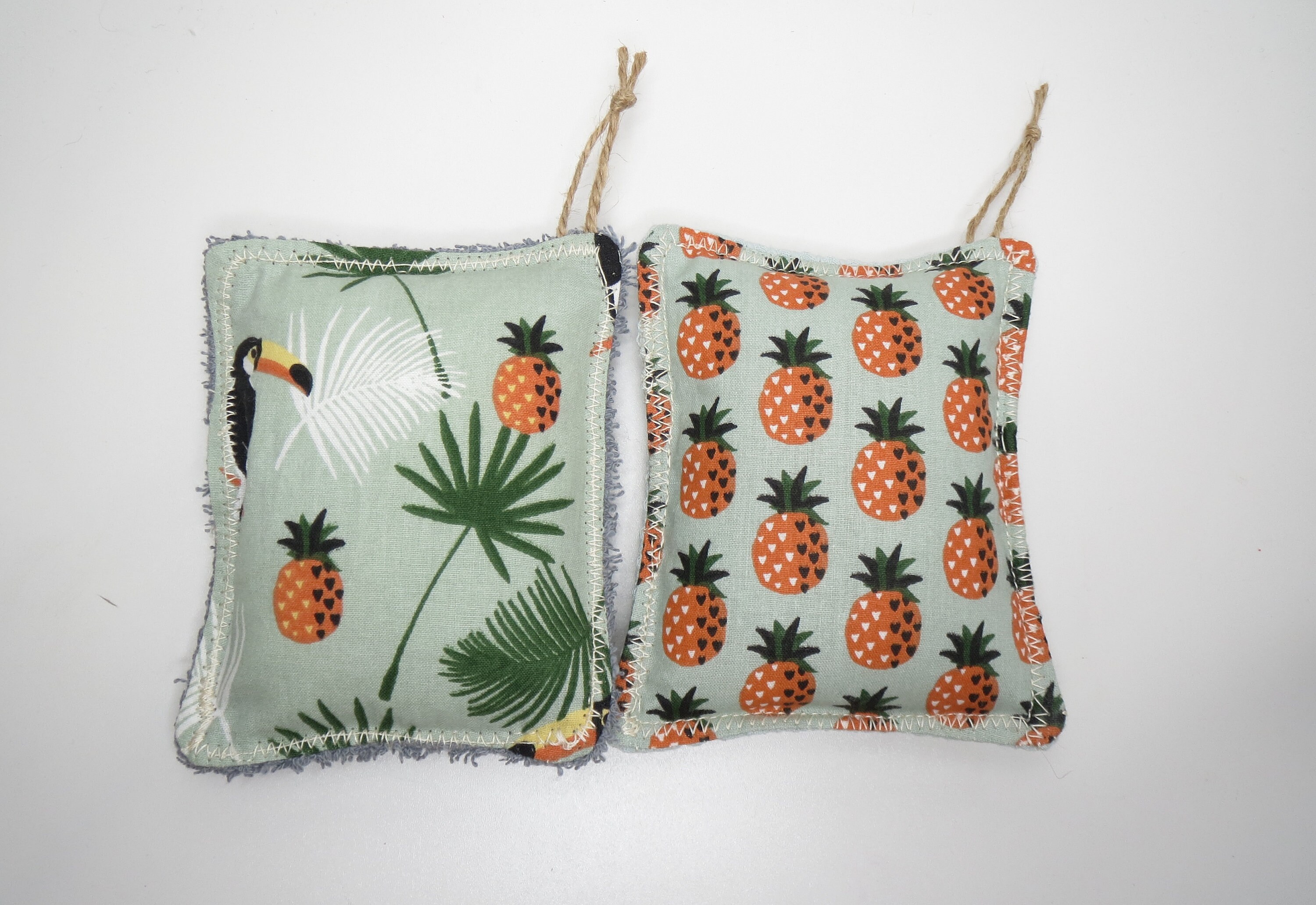 Éponge Lavable et Écologique, Zéro Déchet, Cousu Main, Écologique, Ananas Perroquet