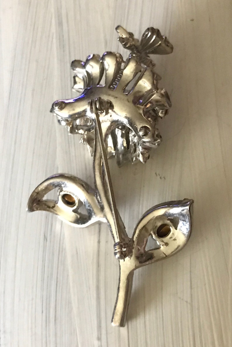 VINTAGE JEWELRY BROOCH Trembler Aqua and Clear Crystal Etsy