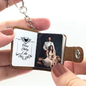 Mini Fotoalbum Schlüsselanhänger - Vatertagsgeschenk, Geschenk für Papa, Personalisierte Geschenke für Papa, Jubiläumsgeschenke für Papa, Geburtstagsgeschenke für Papa,