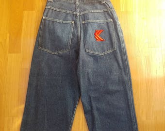 KARL KANI jeans, vintage baggy Kani jeans loose blue 90s hip-hop clothing, oldschool 1990s hip hop, OG, gangsta rap, size W 26
