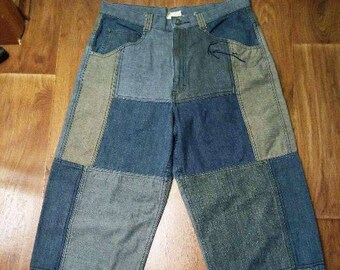 KARL KANI jeans, vintage baggy Kani jeans loose distressed blue 90s hip-hop clothing, oldschool 1990s hip hop, OG, gangsta rap, size W 32