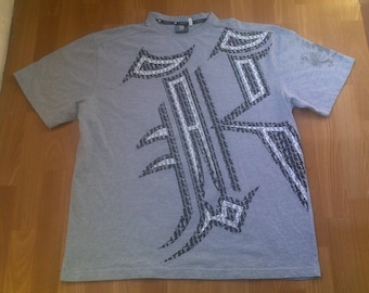 KARL KANI t-shirt, vintage shirt of 90s hip-hop clothing, 1990s hip hop, gangsta rap, gray, sewn, old school, size L Large