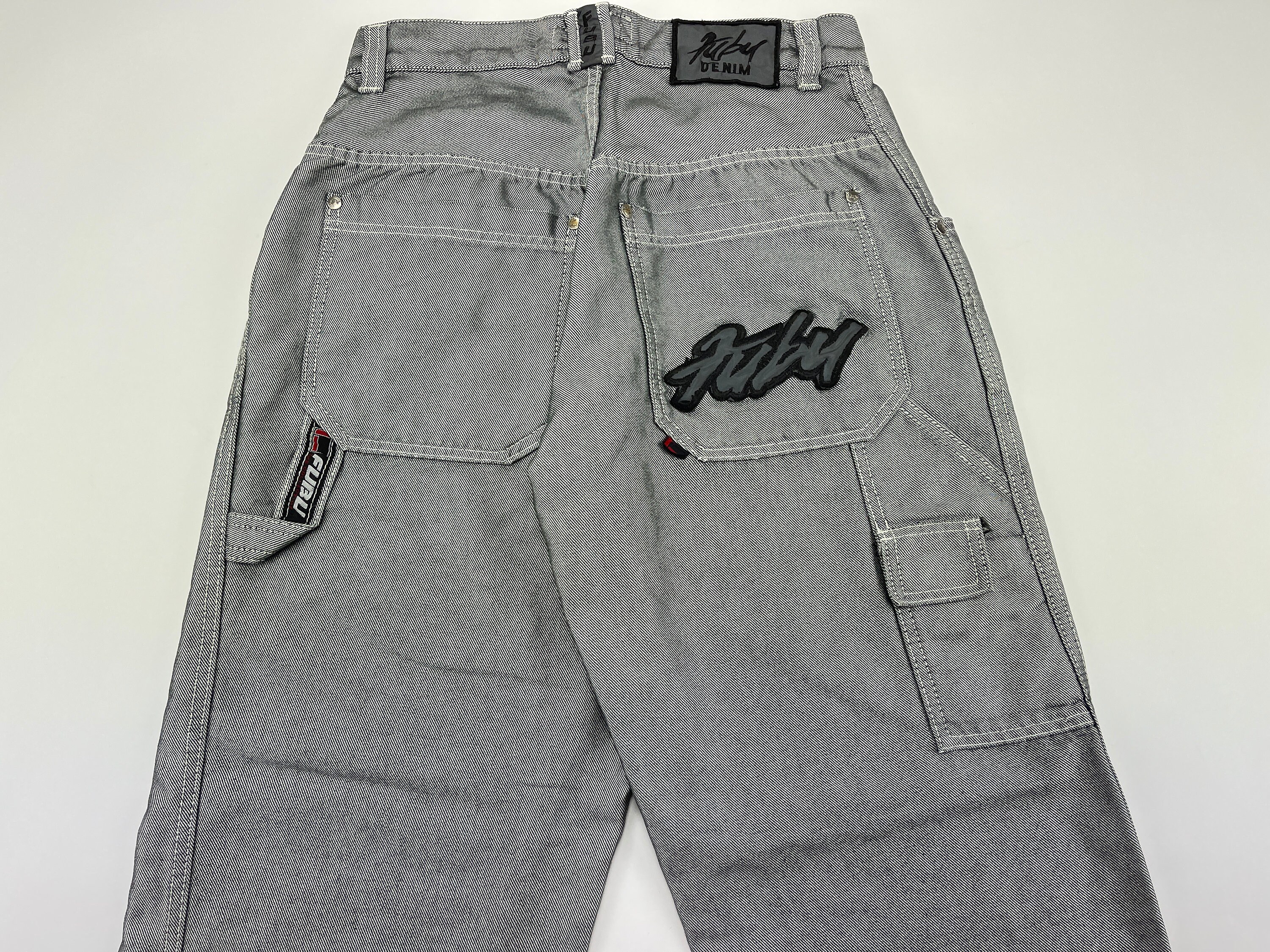 FUBU Jeans Shiny Gray Vintage Baggy 