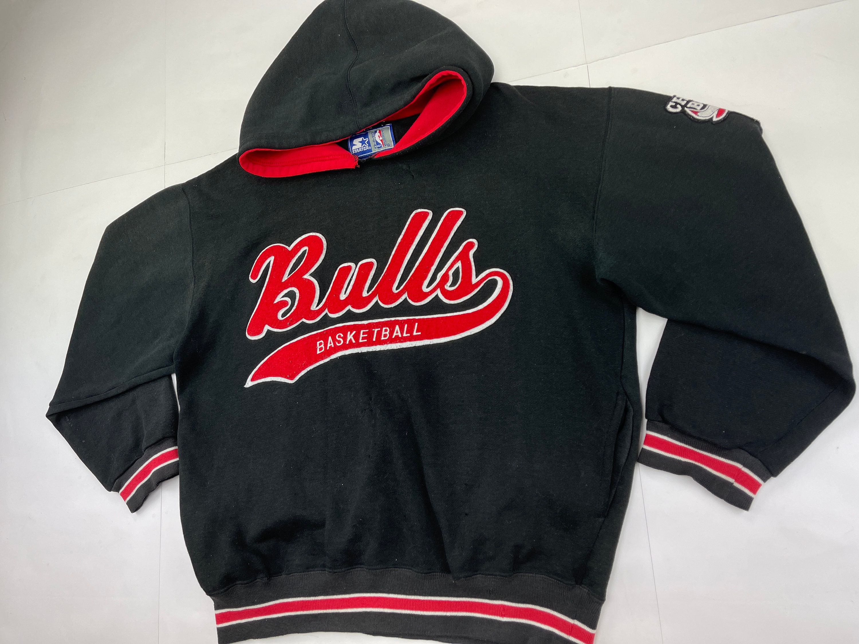 NBA STARTER Chicago Bulls Hoodie Black Vintage Basketball -  Denmark