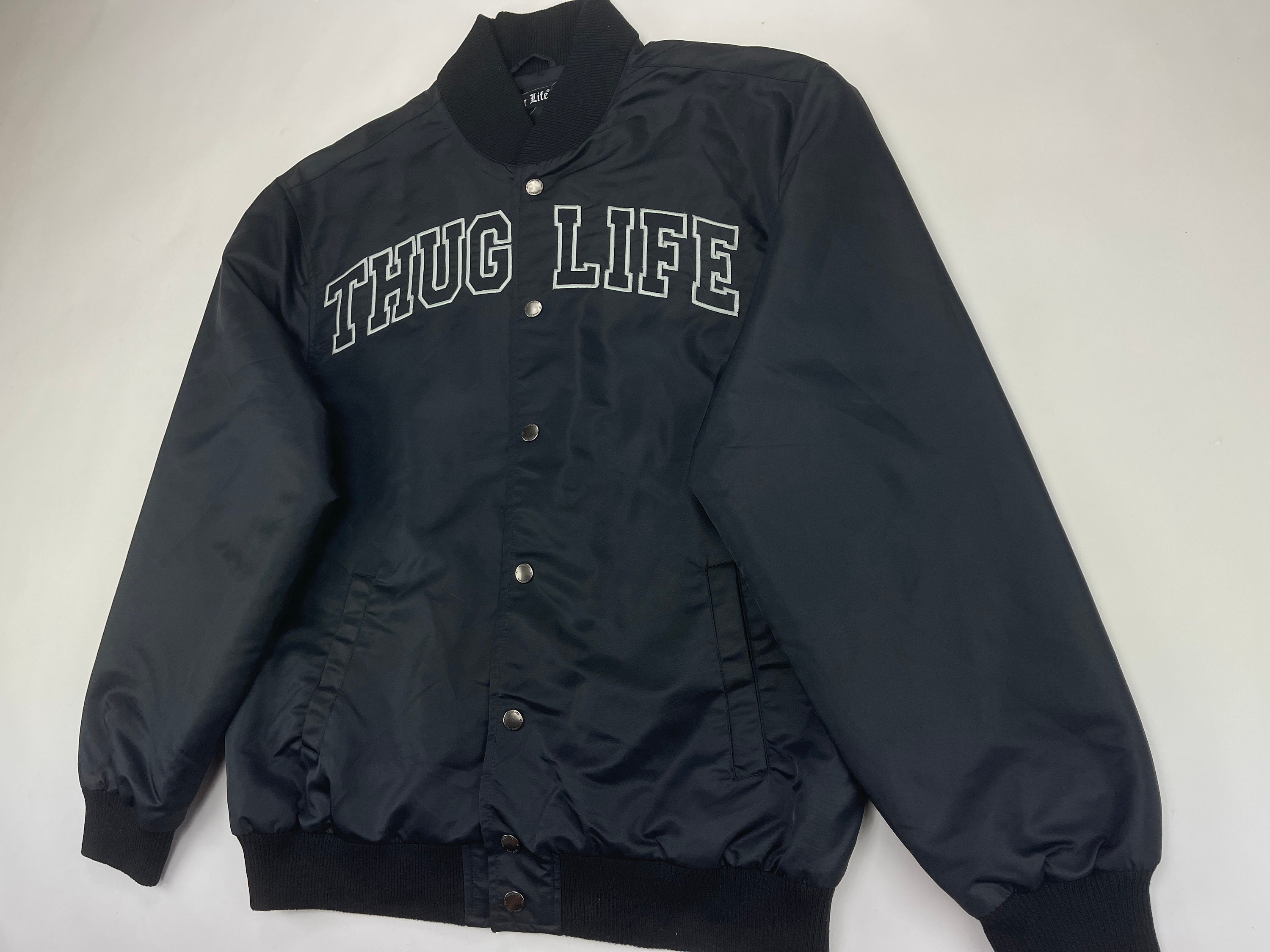 Thug Life jacket black vintage bomber 90s hip hop clothing | Etsy
